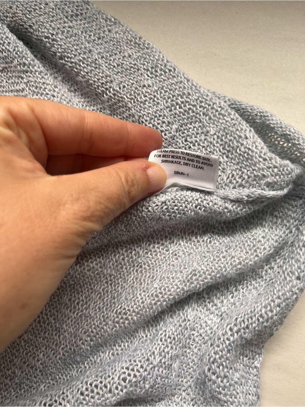 Eileen Fisher 100% Linen Silver Short-Sleeve Loose-Knit Tunic Small - Picture 7 of 9